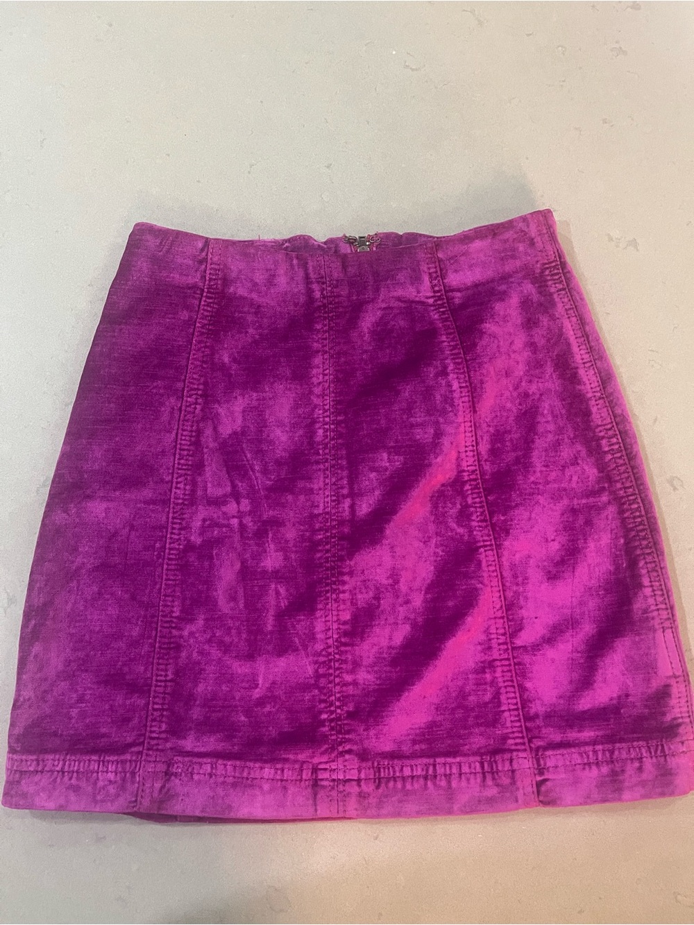 Free People Velvet Mini Skirt in Vibrant Magenta